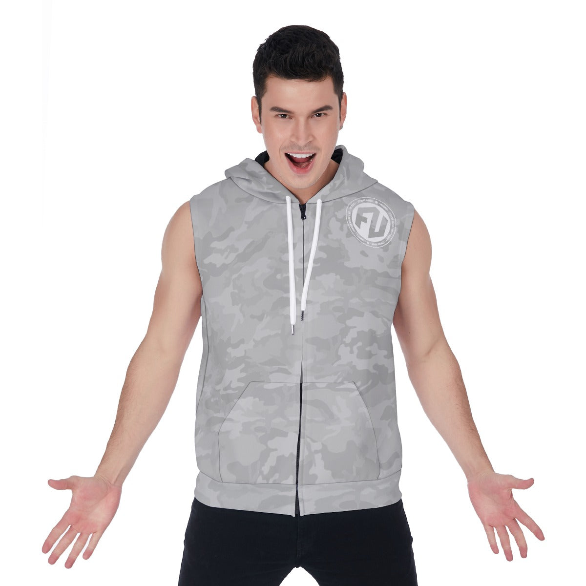 Men's Zip-Up Sleeveless Hoodie