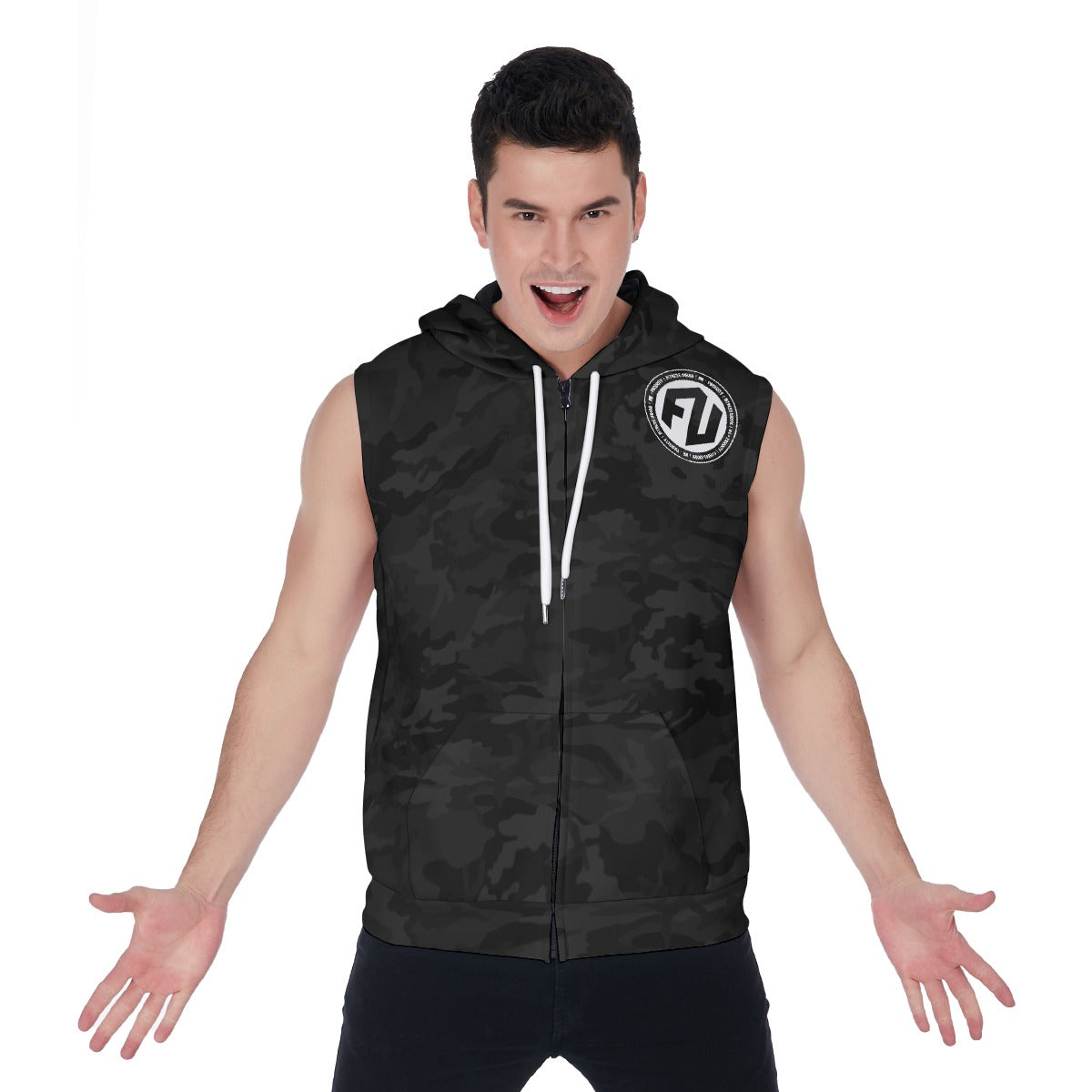 Men's Zip-Up Sleeveless Hoodie