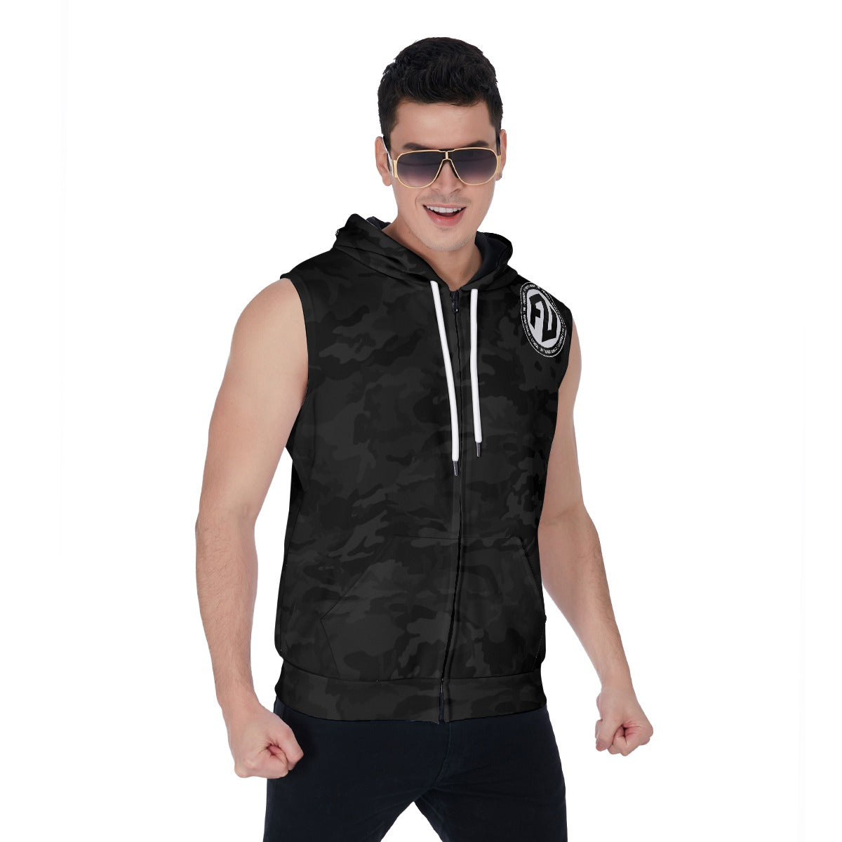 Men's Zip-Up Sleeveless Hoodie