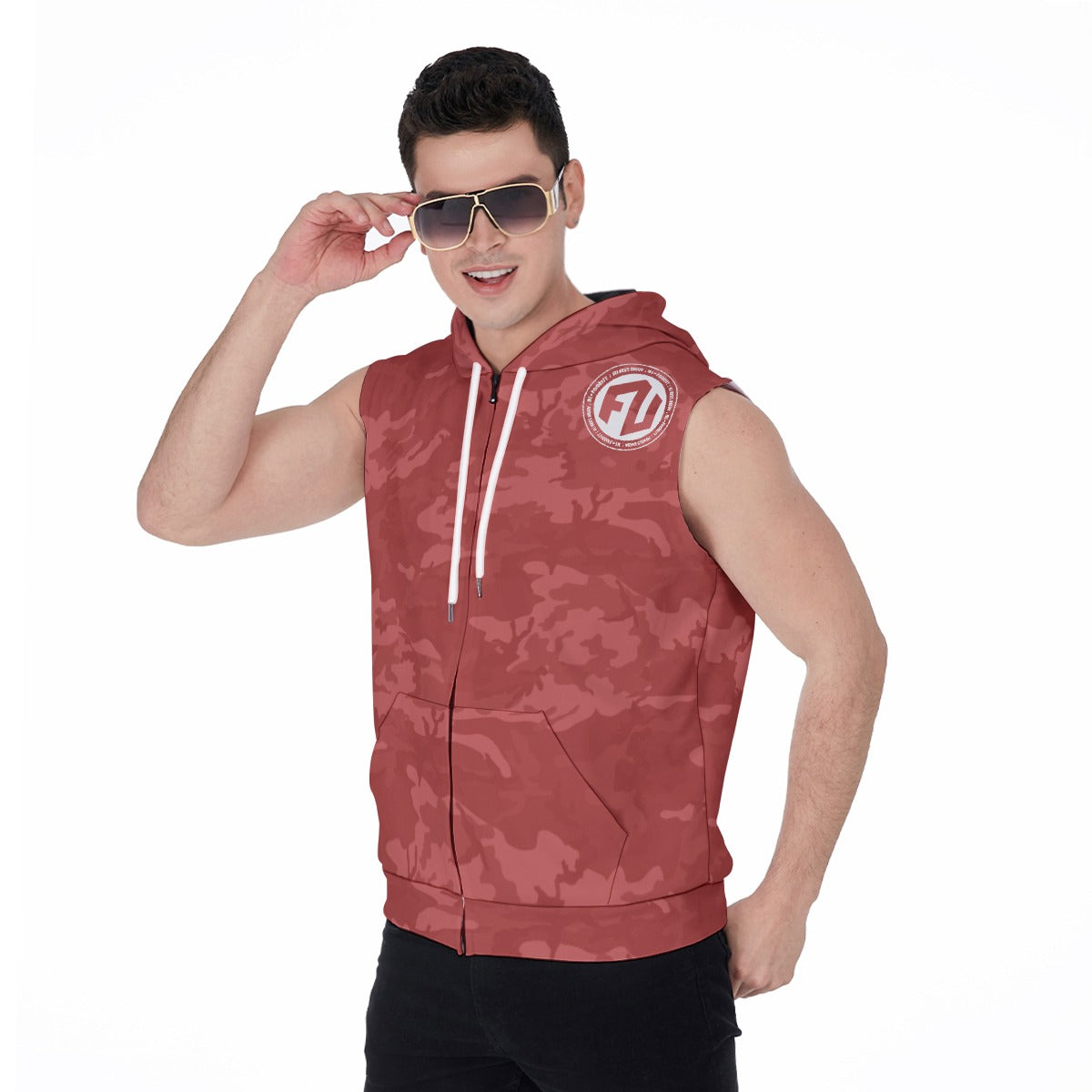 Men's Zip-Up Sleeveless Hoodie