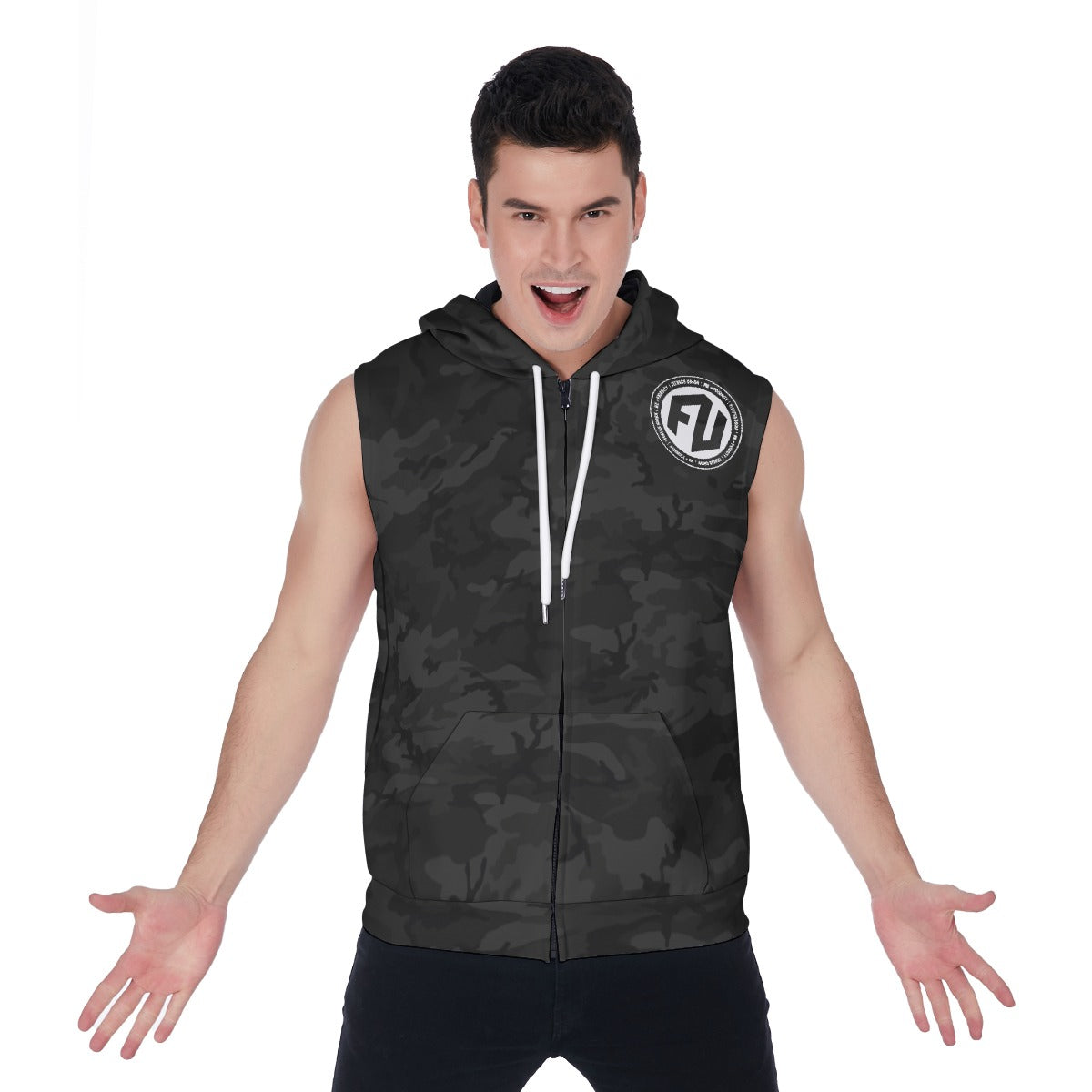 Men's Zip-Up Sleeveless Hoodie