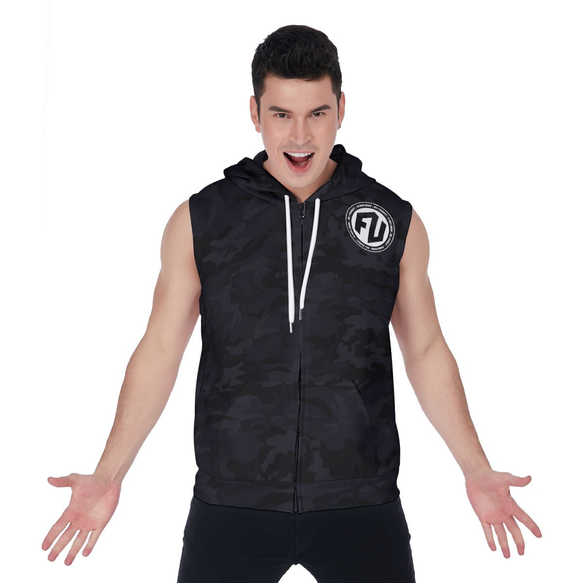 Men's Zip-Up Sleeveless Hoodie