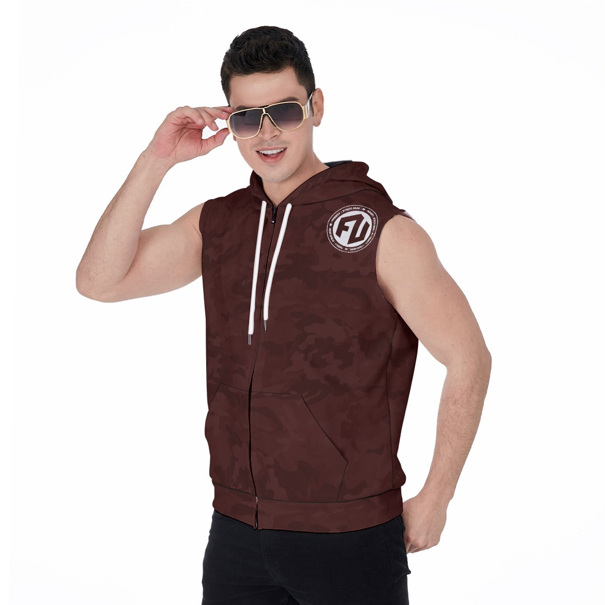 Men's Zip-Up Sleeveless Hoodie