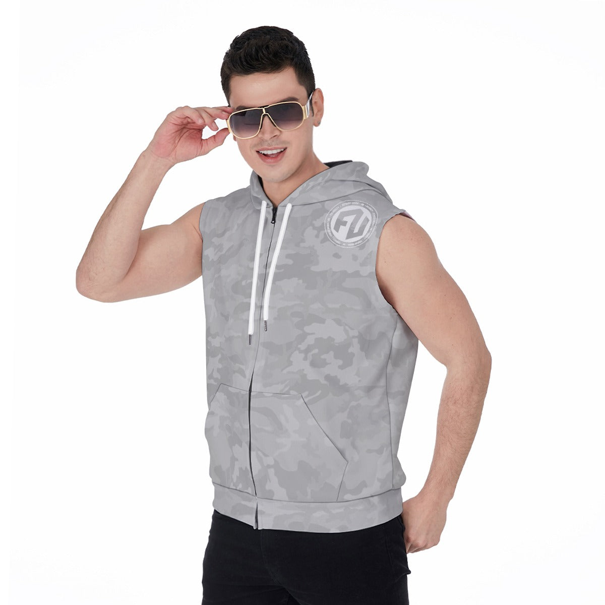 Men's Zip-Up Sleeveless Hoodie