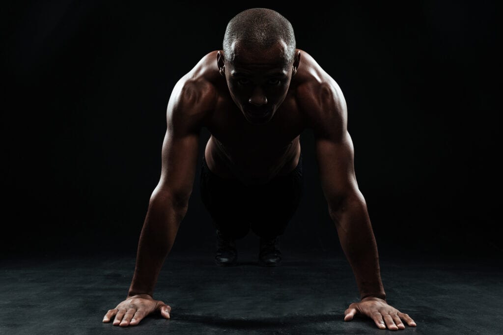 Portrait Of Youg Afro American Sports Man Doing Pushup Exercise